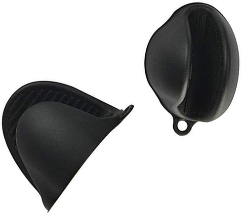 Mini Oven Mitts, Cooking Pinch Grips, Silicone Potholder for Kitchen Cooking 2pcs (Black)...