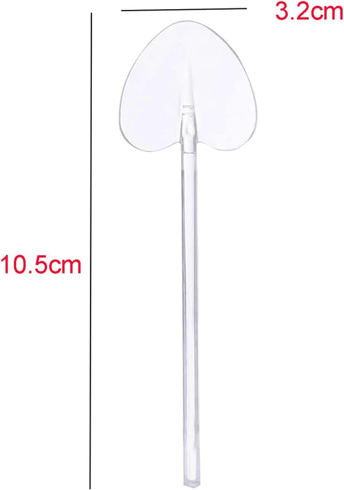 100Pcs Disposable Heart Desserts Spoons Plastic Tasting Spoons Cake Long Handle Spoon Individually Wrapped Tasting Serving Dessert Spoon for Resta...