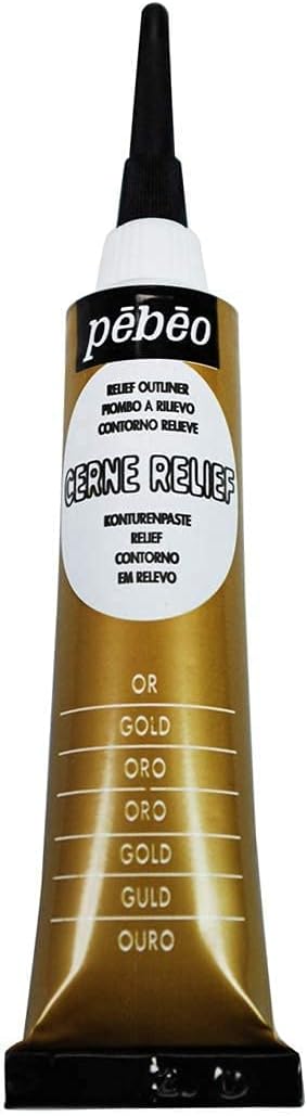 Pebeo Cerne Relief Outliner- 2 Pack Gold Paint Dimensional Color Relief Paste- Mixed Media & Modern Art Supplies Relief Paint Set for Stained Glas...