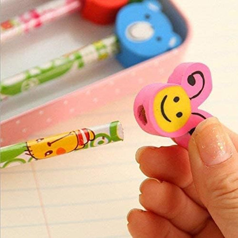 24 Pack Kids Wooden Pencils, Colorful Stripe Pencil with Cute Animals Eraser for Children, and School Supplies Pencils for Kids...