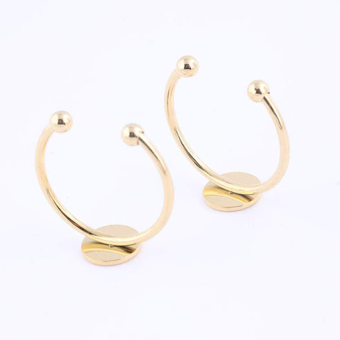 Reidgaller 20pcs Ring Bezel Blanks Stainless Steel Finger Ring Pad Settings DIY for Jewelry Making Supplies (Gold Plated)...