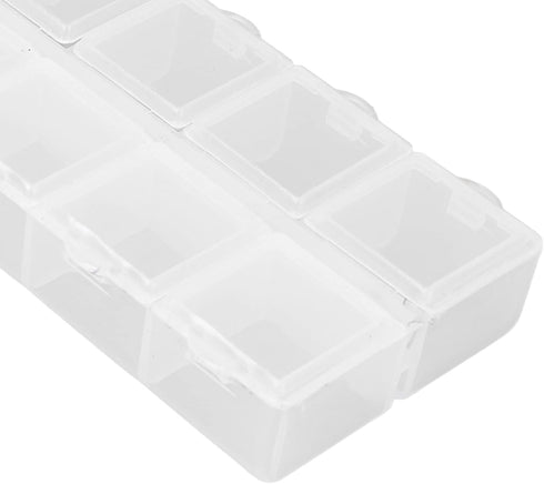 Compartment Storage Container, Detachable Cover Portable Safe 10 Grids Organizer Box Plastic White for Earrings for Nails Tool for Rhinestone...