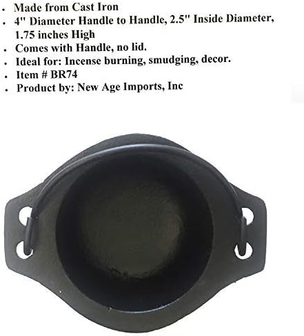 Cast Iron Cauldron w/Handle, Ideal for smudging, Incense Burning, Ritual Purpose, Decoration, Candle Holder, etc. (4" Diameter Handle to Handle, 2...