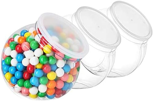 DilaBee 3 Pack Plastic Candy Jar - 48oz Round Candy Jars with Lids for Candy Buffet, Kitchen & Office Desk - Plastic Jars with Lids for Candy, Coo...