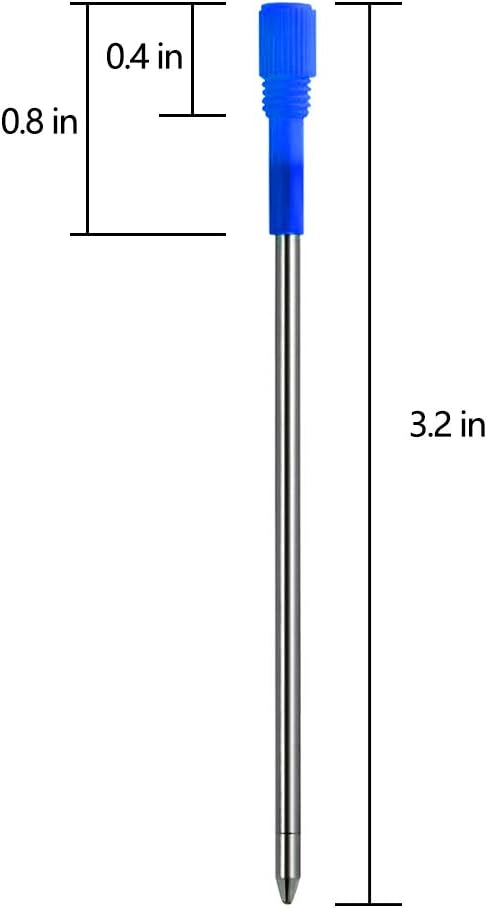 DUNBONG Black and Blue Ink Pen Refills Replacement Metal Ballpoint Refill 3.2 in for Big Diamond or Crystal Pen and Stylus Pens Pack of 5 (Blue).....
