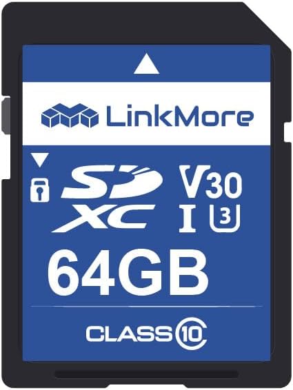 LinkMore SD Card 64GB Compatible with Camera, PC, UHS-I, U3, V30, Class 10, Read Speed Up to 90MB/s, Write Speed Up to 50MB/s...