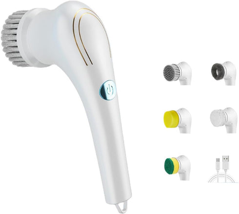Cordless Electric Spin Cleaning Power Scrubber with 5 Replaceable Brush Heads?Handheld Shower Scrubber for Bathtub, Floor, Wall, Tile, Toilet, Win...