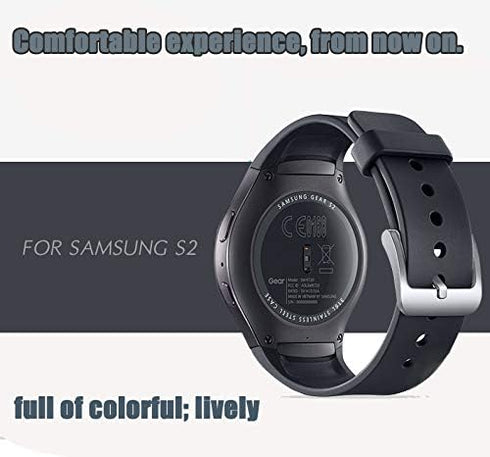 1PC Large Watch Band/Strap for Samsung Gear S2 Smartwatch Band Replacement Accessories with Metal Clasps Watch Strap/Wristband Silicone (Black)...
