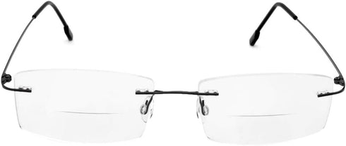 Fuisetaea Rimless Frame Bifocal Reading Glasses Flexible Titanium Alloy +1.50 Lightweight Readers Bifocal Glasses...