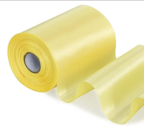 TONIFUL 4 in x 22Yds Wide Canary Yellow Light Yellow Satin Ribbon Solid Fabric Large Ribbon for Cutting Ceremony Kit Grand Opening Chair Sash Tabl...