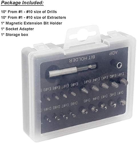 22pcs Damaged Screw Extractor Broken Screws and Bolt Stripped Remover Kit with Magnetic Extension Bit Holder & Socket Adapter...