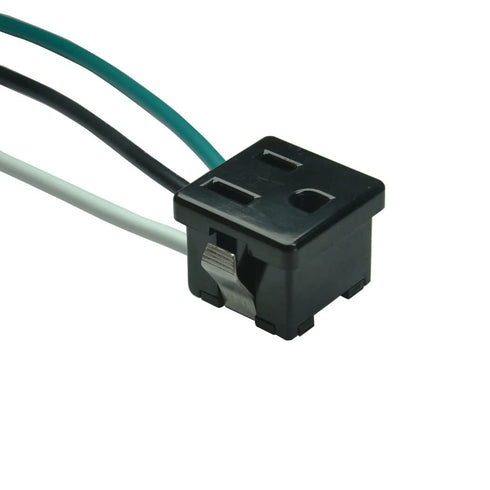 15A/125V Panel Mount Ac Outlet, NEMA 5-15R Snap-In Receptacle, Grounding Power Socket, Leads 14AWG 20CM Long Wired, Black...