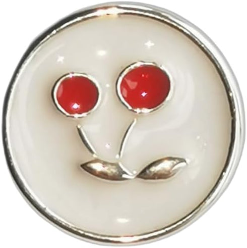 10 Pieces Resin Buttons Silvery Round Shape Enamel White Crystal Button Embed Red Cherry Pattern for Jewelry Making Wedding Bouquet Decorations (1...