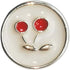 10 Pieces Resin Buttons Silvery Round Shape Enamel White Crystal Button Embed Red Cherry Pattern for Jewelry Making Wedding Bouquet Decorations (1...