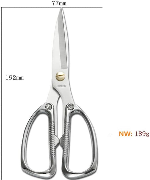 8Inch Household Kitchen Scissors, Food Shears or Ribbon Cutting Stainless Steel Scissors- all Purpose Scissors Steel Blades gardening tools for he...