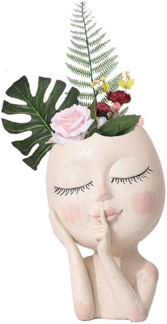 Face Flower Pot,Succulent Planter Pots for Office House Balcony Landscape Creative Decorative Flower Pots (White)...