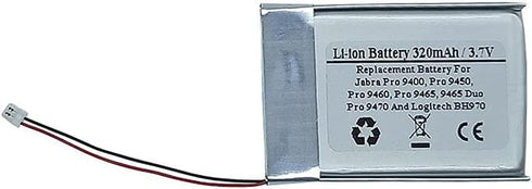 3.7V 320mAh Replacement Battery for Jabra Pro 9400, Pro 9450, Pro 9460, Pro 9465, 9465 Duo, Pro 9470 and Logitech BH970 Wireless Headsets...