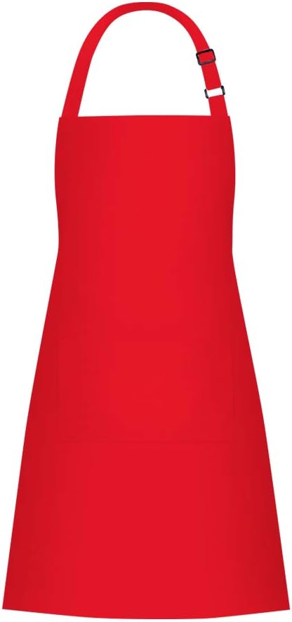 1 Pack Bib Aprons with 2 Pockets Cooking Chef Kitchen Apron for Women Men, Red...