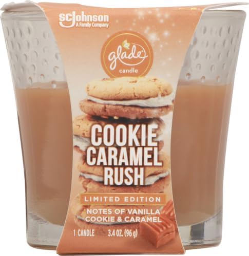 Glade Candle Jar, Air Freshener, Cookie Caramel Rush, 3.4 Oz...