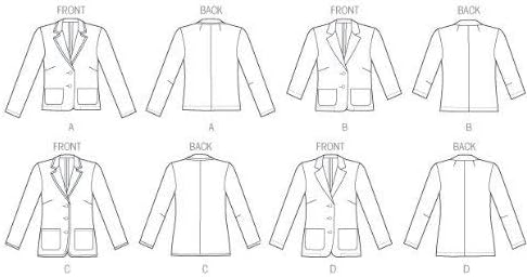 Butterick Patterns B5926F50 Misses'/Misses' Petite Jacket Sewing Template, Size F5 (16-18-20-22-24)...