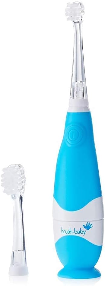 BabySonic Infant and Toddler Electric Toothbrush for Ages 0-3 Years - Safe and Sensitive Brush Heads, Sucker Base, Timer, Waterproof...