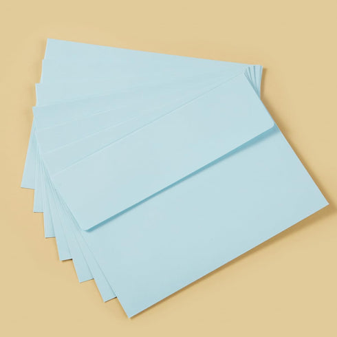 50 Pack 5 x 7 Envelopes Colored Self Seal for Wedding, Party Invitations, Greeting Cards, Announcements, Photos, 5.24 x 7.21 Inches (Light Blue)...