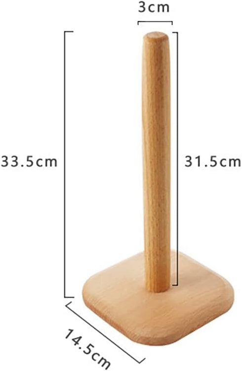 HUAJIE BienStylife Paper Towel Holder, Wooden Base Kitchen Paper Hanger Rack Bathroom Towel Roll Stand Organizer Countertop Wooden Paper Towel Hol...