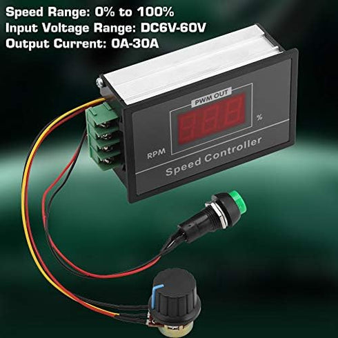 PWM DC Motor Speed Controller, Motor Speed Regulator Power Controller 6-60V 12V 24V 36V 48V 30A with LED Digital Display Slow Start/Stop Revolving...