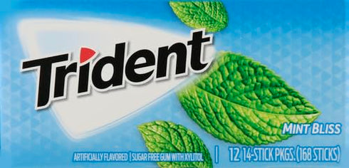Trident Mint Bliss Sugar-Free Chewing Gum, 12 Packs of 14 Pieces (168 Total Pieces)...
