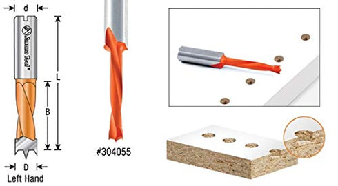 Amana Tool - 304075 Carbide Tipped Brad Pt Boring Bit L/H 7.5mm Dia x 70mm Long x 10mm Sha...