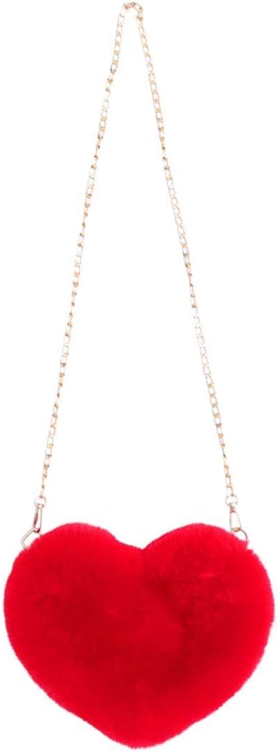 TENDYCOCO Heart Shaped Clutch Purse Faux Fur Shoulder Bag Crossbody Bag Fluffy Handbag...