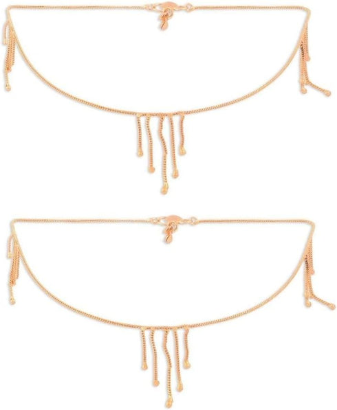 Efulgenz Gold Tone Dainty Ankle Bracelet Pair for Women Indian Anklet Set Payal Boho Beach Barefoot Sandals Feet Statement Jewelry for Women...