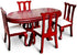 1:12 Dollhouse Miniature Furniture Red Wooden Dining Table Chairs 5pcs Set 1 Table and 4 Chair Wooden Creative Handcraft Gift for Boys Girls perfe...