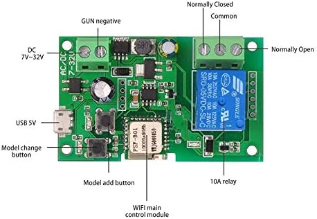 1 Channel WiFi Momentary Inching Relay Self-Lock Switch Module,DIY WiFi Garage Door Opener, Work with Alexa Google Home Nest IFTTT......