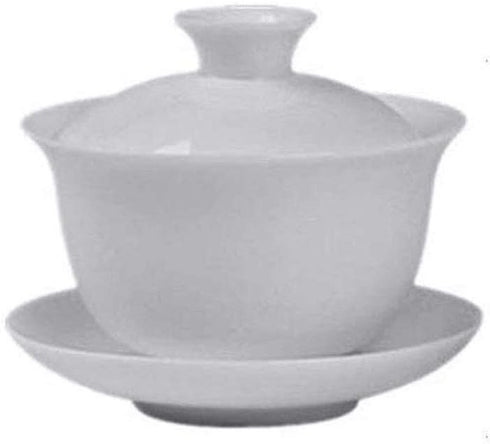 Gaiwan White Glaze Porcelain Teacup kung Fu Tea Service Set for Home Office Decoration (100ml)...