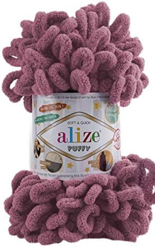 4 skn/Ball Alize Puffy Baby Big Loop Blanket Yarn 100% Micropolyester Soft Yarn 400gr 39.3 yds (28-Rose)......