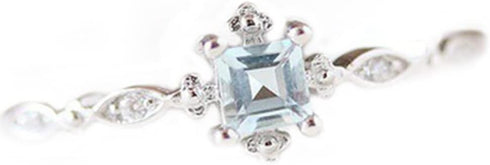 Greendou Fashion Jewelry 925 Sterling Silver Dainty Blue Crystal Ring for Women Simple Square Engagement Finger Ring Ladies Fashion Jewelry (7)...