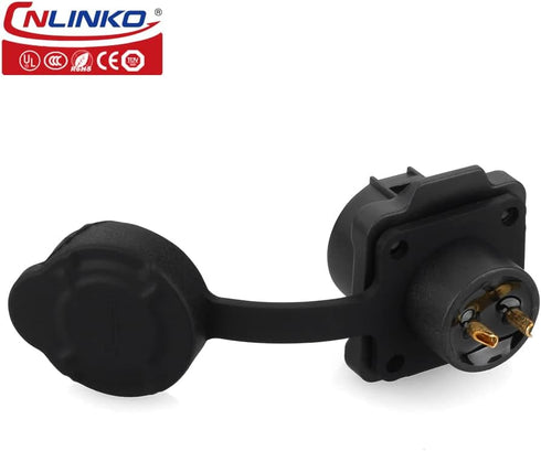 CNLINKO M12 Waterproof Connector PBT Plastic DC 12V Cable Panel Mount for AV System (2 Pin)...