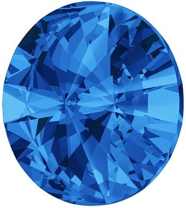 6-pcs 12mm Austria Crystal 1122 Rivoli Button with Shank, SW-1122BT (Sapphire)...