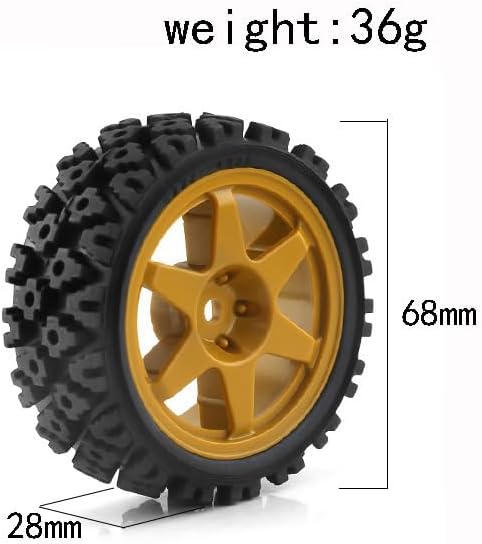 RC Buggy Rubber Mud Rally Tires Wheel Compatible With Tamiya 1/10 TT01/TT02/XV-01 /HPI RS4 RC Upgrade Spoke Black Tyres...