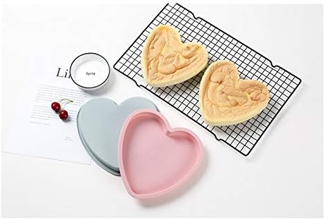 2Pack 6 Inch Silicone Heart Pans Rainbow Cake Baking Pans Heart Cake Layer Pan Set Non-Stick Silicone Cake Bakeware Mold for Wedding Mother's Day ...