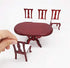 1:12 Dollhouse Miniature Furniture Red Wooden Dining Table Chairs 5pcs Set 1 Table and 4 Chair Wooden Creative Handcraft Gift for Boys Girls perfe...