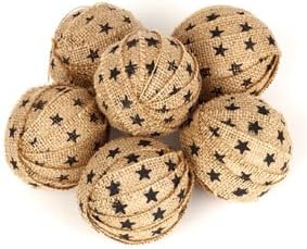 The Country House Collection Large Star Burlap Rag Ball S/6 Asst. (2.5")...