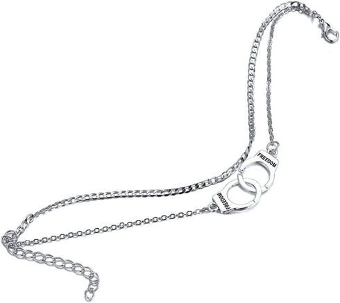 Boho Handcuffs Ankle Bracelet Silver Layered Anklet Chain Fashion Foot Jewelry Summer Beach for Women...