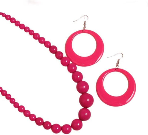 Chunky Large Acrylic Beaded Necklace Earrings Set Candy Color 80s Necklace Earrings For Women Fashion Hip Hop Jewelry Gift...