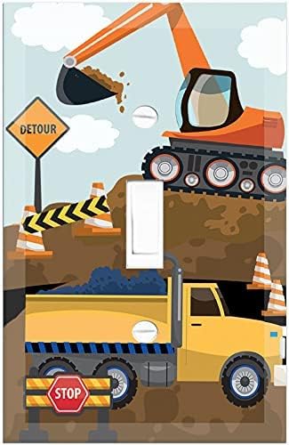 Truck Boys Room Light Switch Cover Plate Kids Decorative Tractor Nursery Teen Toddler Room Decor Bedroom Bathroom Playroom (Construction Truck)...