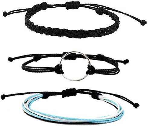 Pingyongchang 12pcs Surfer Wave String Braided Bracelets Anklet for Women Handmade Boho Jewelry Waterproof Beach Bead Adjustable Friendship Charm ...