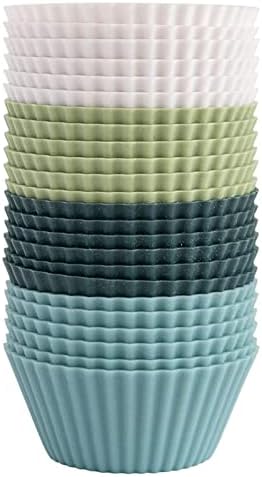 24PCS Silicone Baking Cups, Reusable Muffin Cupcake Liners for Baking, BPA Free, Non-stick & Dishwasher Safe Cupcake Liners in 4 Colors for Partie...