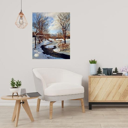 Scenery Winter Stream with Snow Landscape Wall Decor Art Print Poster (16x20)...