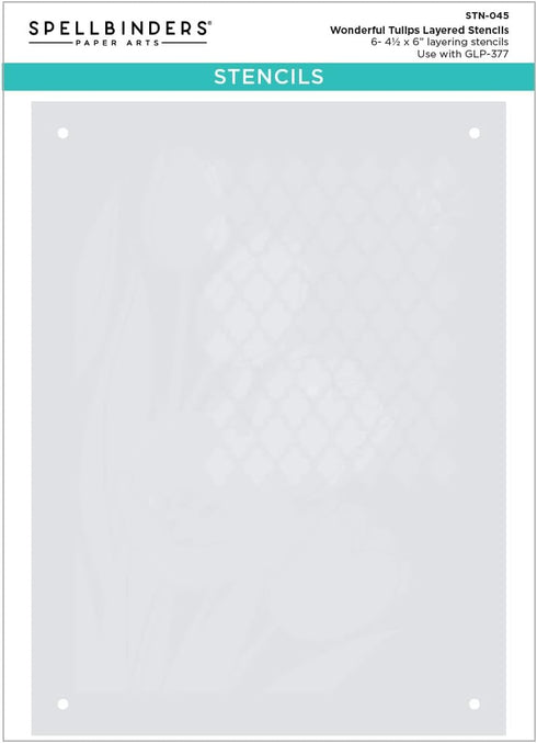 SPELLBINDERS PAPERCRAFTS, INC Spellbinders Layered Stencils 6/Pkg-Wonderful Tulips-Four Petal, Gray...